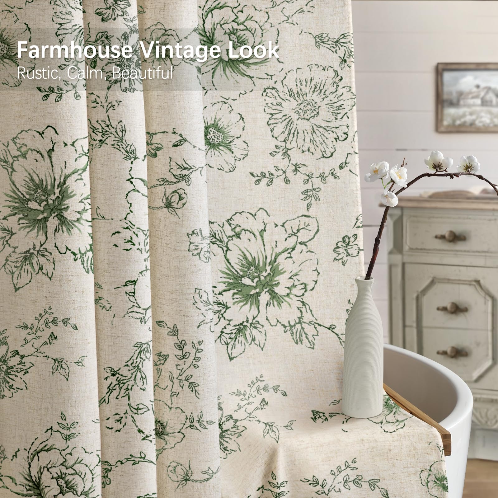 NDDYCU Farmhouse Linen Curtain fabric texture close-up showing durable, natural blend.