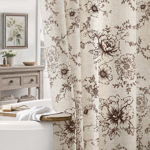 NDDYCU farmhouse floral shower curtain close-up bloom pattern adds vintage charm.