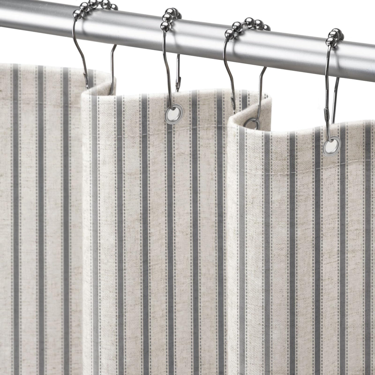 NDDYCU stripe farmhouse shower curtain grey front view adds rustic charm and privacy.