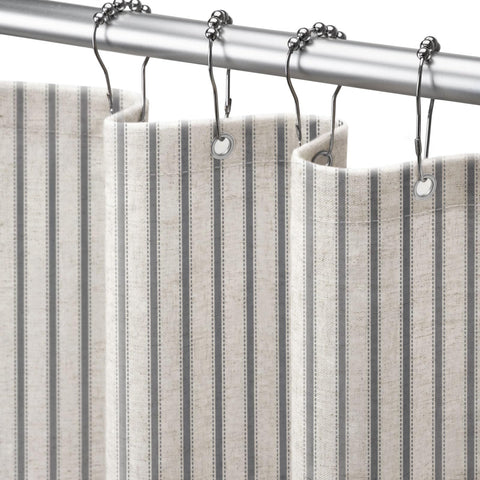 NDDYCU stripe farmhouse shower curtain grey front view adds rustic charm and privacy.