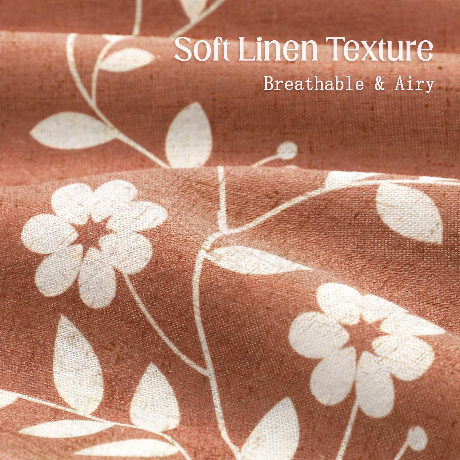 NDDYCU terracotta-floral-print brings warm, rustic bathroom decor.