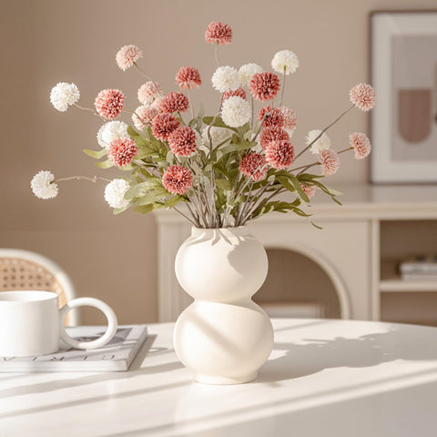 Neabuler kiku and eucalyptus arrangement setup for quick styling.