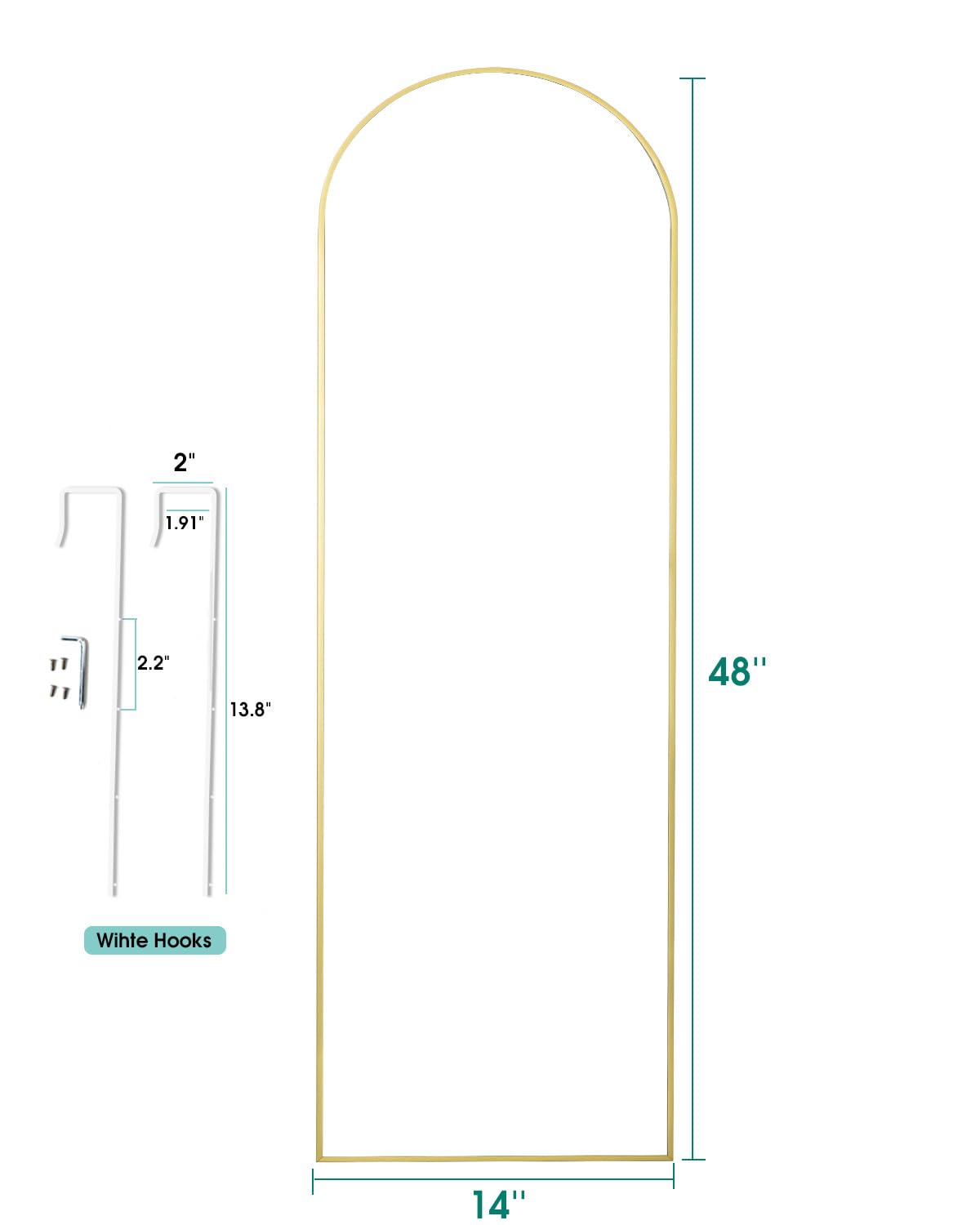 NEARBYSD arch-top gold frame mirror adds elegant focal point to any room