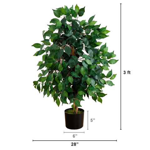 Nearly Natural ficus tree, 378 leaves, creates lush fullness without care.