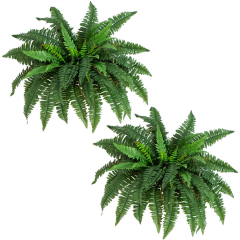 Nearly Natural 40in hanging fern fronds create elegant indoor greenery without maintenance.