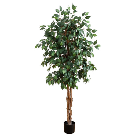Nearly Natural 5ft Ficus Tree triple trunks for elegant indoor decor.