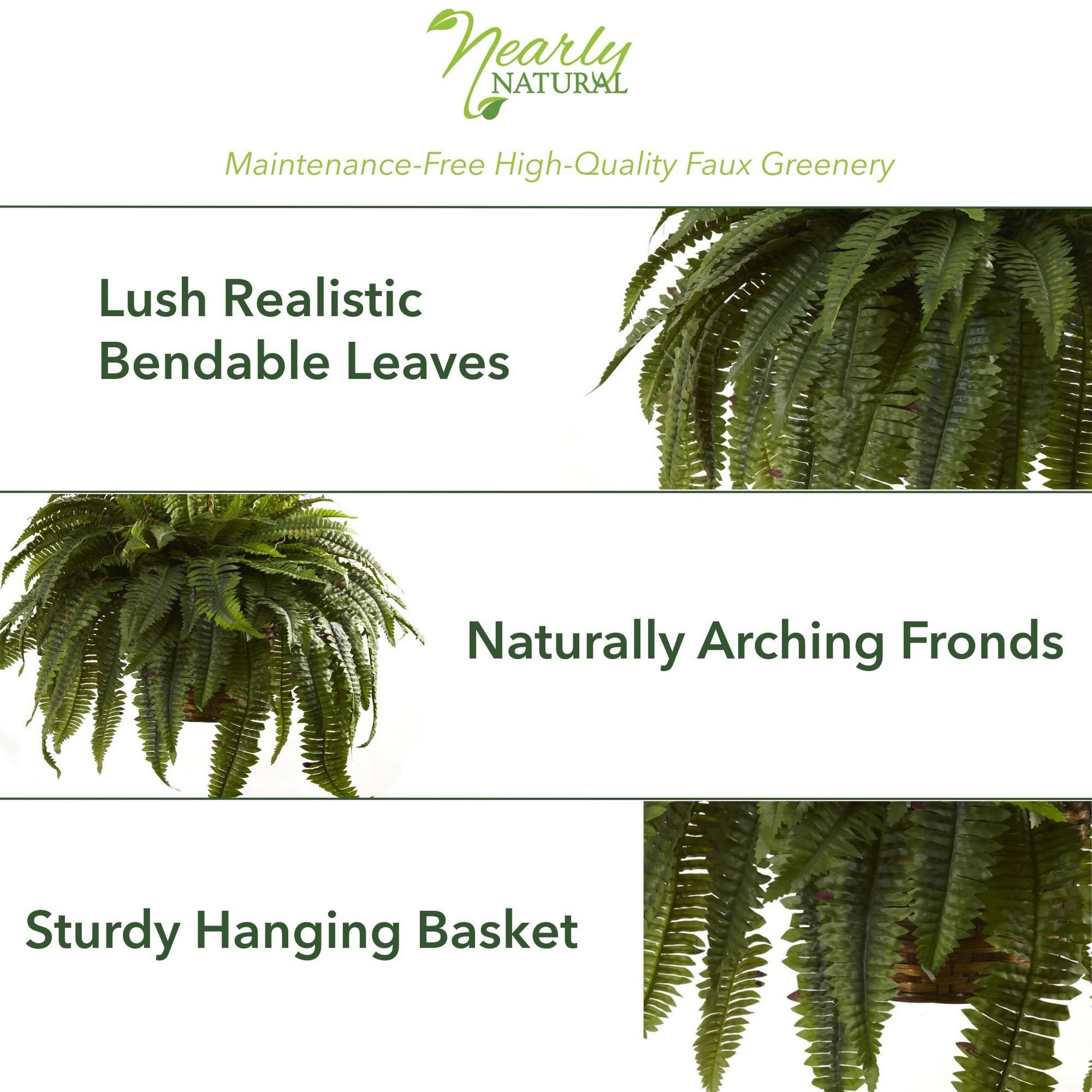 Nearly Natural fern fronds with bendable stems for shaping.