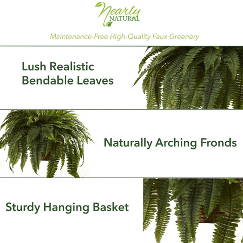 Nearly Natural fern fronds with bendable stems for shaping.