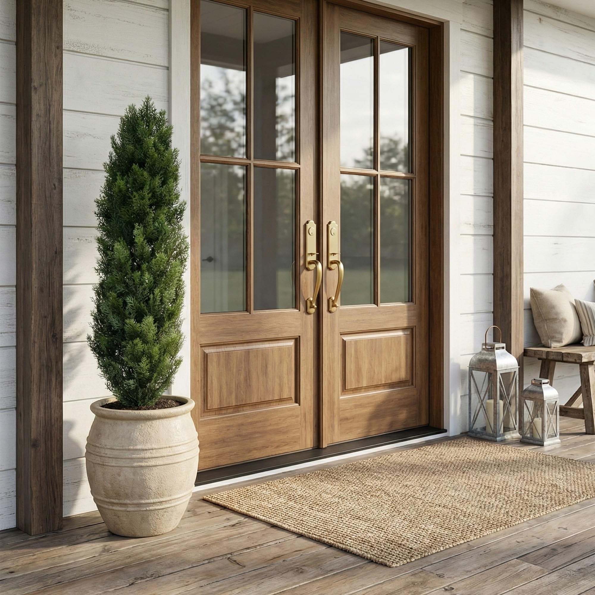 Nearly Natural Cedar Pine stands up to weather, durable outdoor décor solution.