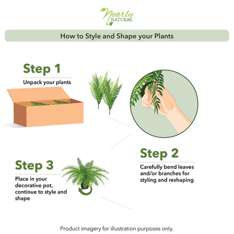 Nearly Natural curved fern fronds add soft, natural movement to any room.