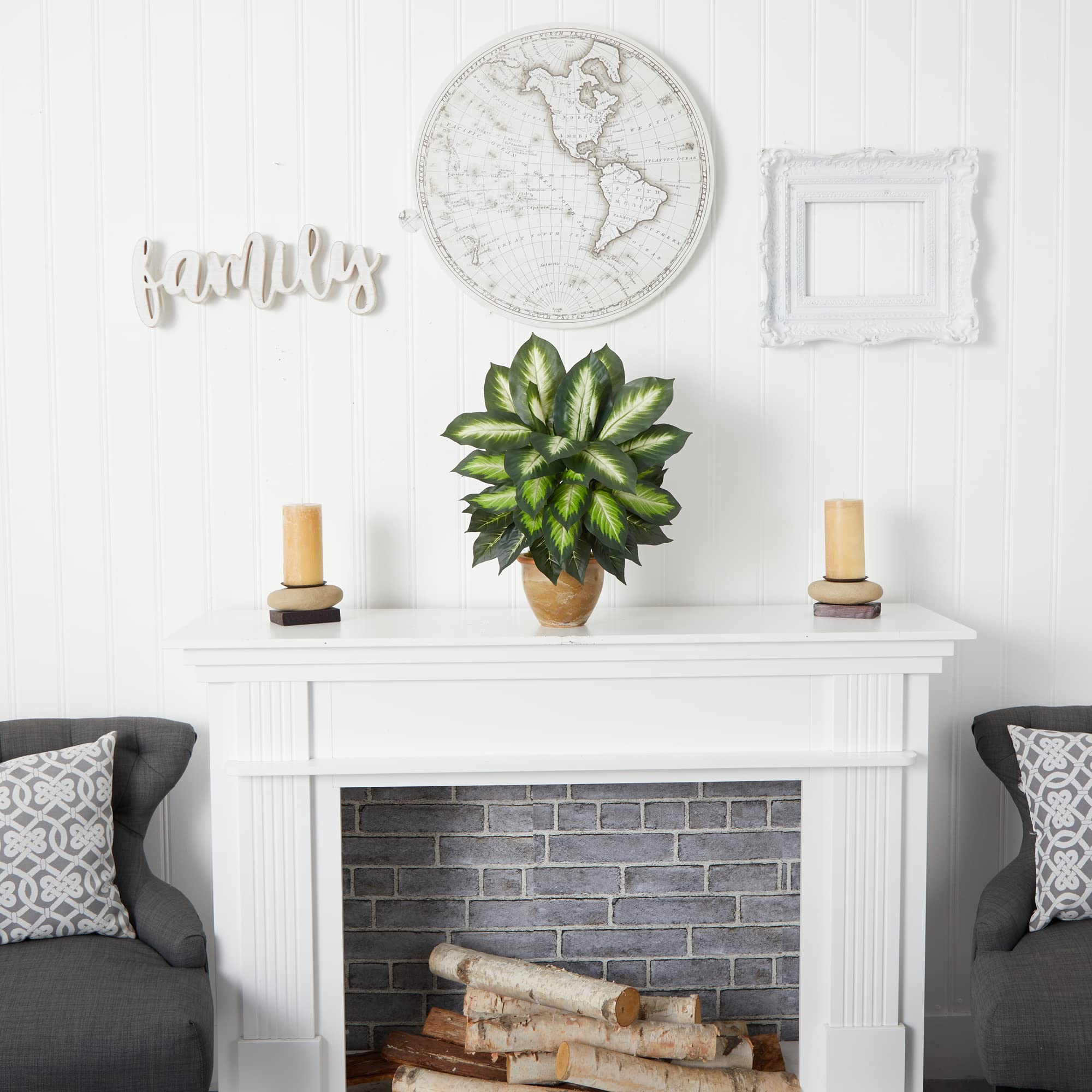 Nearly Natural Dieffenbachia adds maintenance-free decor to study or loft.