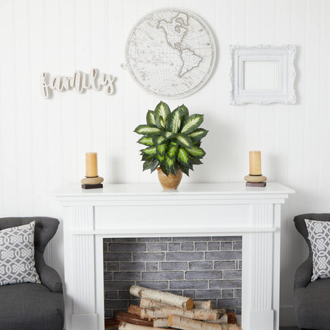 Nearly Natural Dieffenbachia adds maintenance-free decor to study or loft.