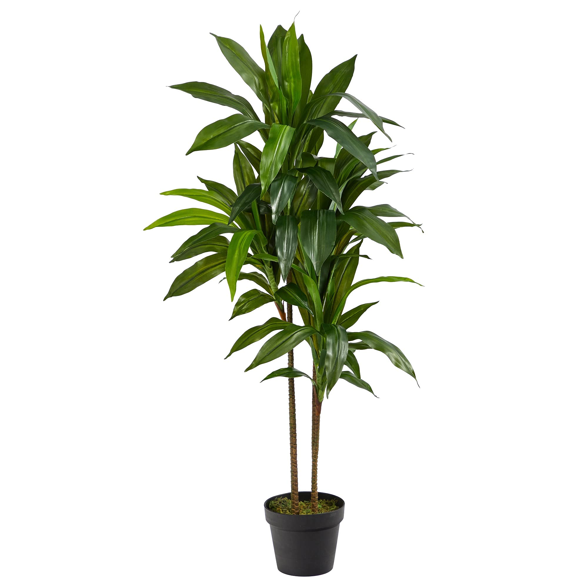 Nearly Natural 48in dracaena full plant in nursery pot for living room decor.