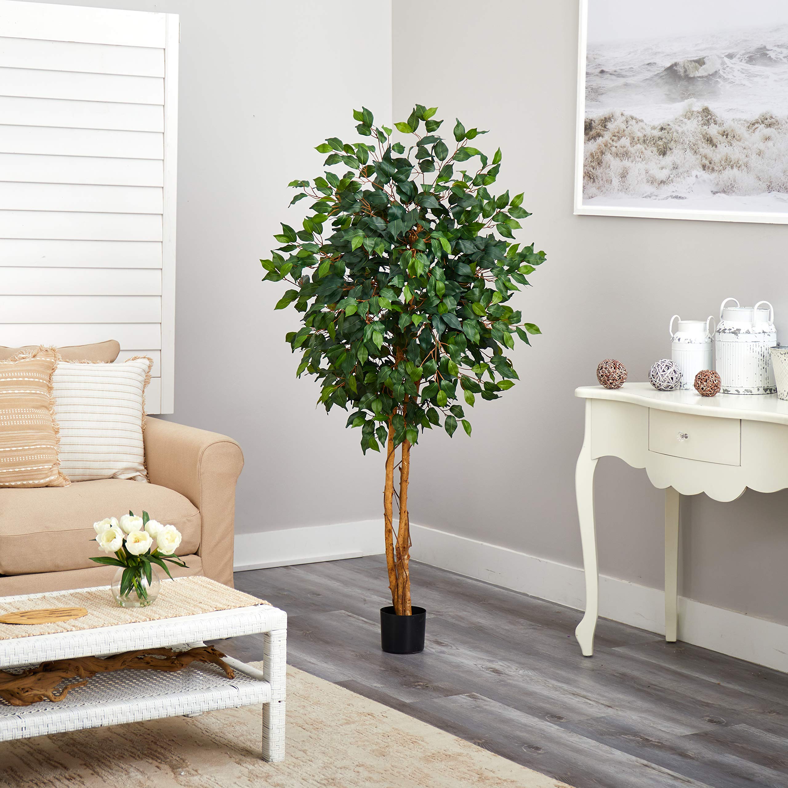 Full view of Nearly Natural ficus tree at 60 inches tall.
