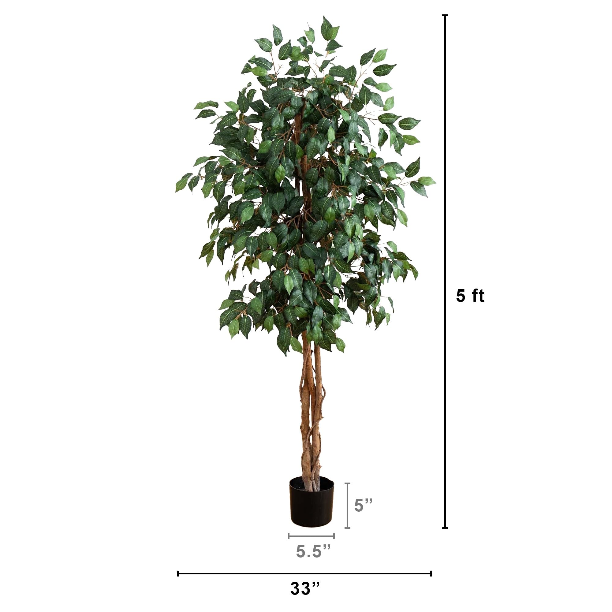 Office decor with Nearly Natural ficus tree for welcoming ambience.