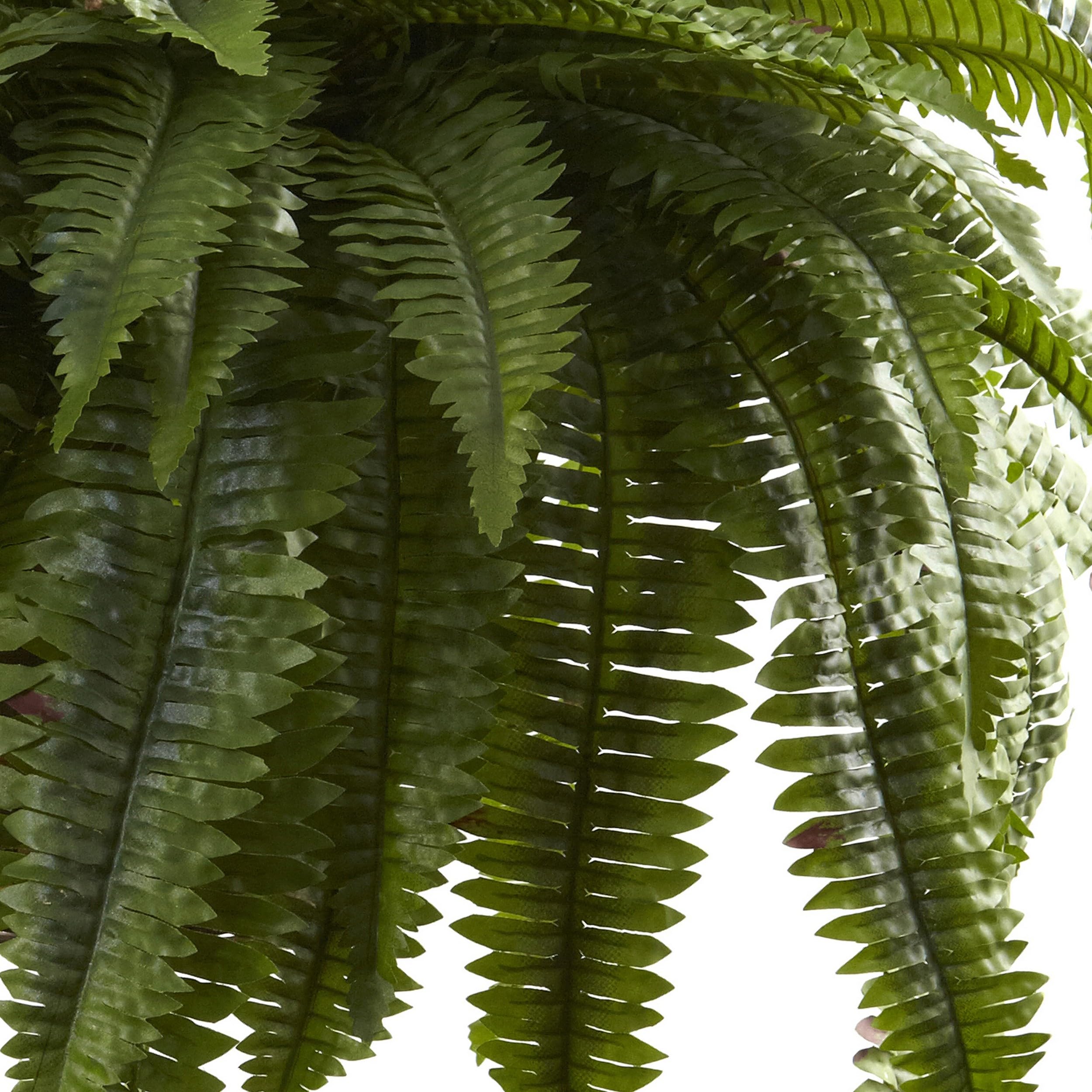 Nearly Natural Boston Fern hanging basket displayed in a full-view setup.