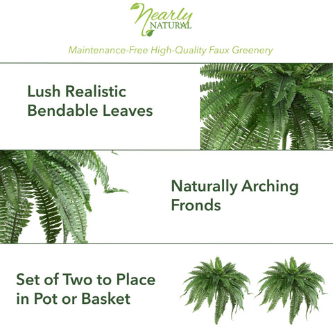 Nearly Natural indoor fern arrangement hangs in offices for a fresh look.