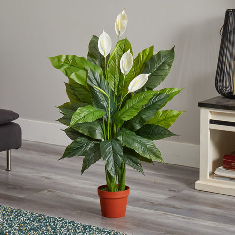 Nearly Natural Peace Lily features bendable stems for easy reshaping.