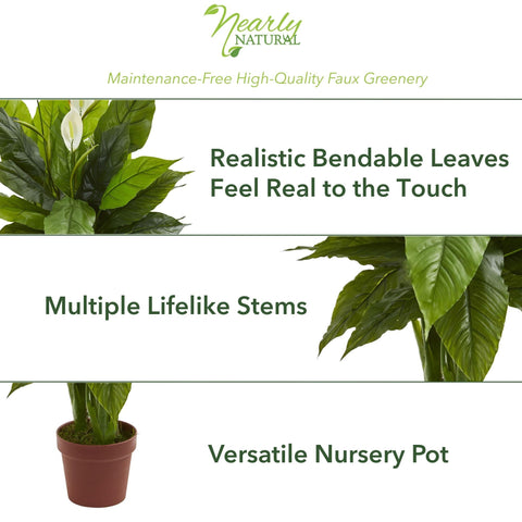 Nearly Natural Peace Lily decorates console tables with lifelike elegance.