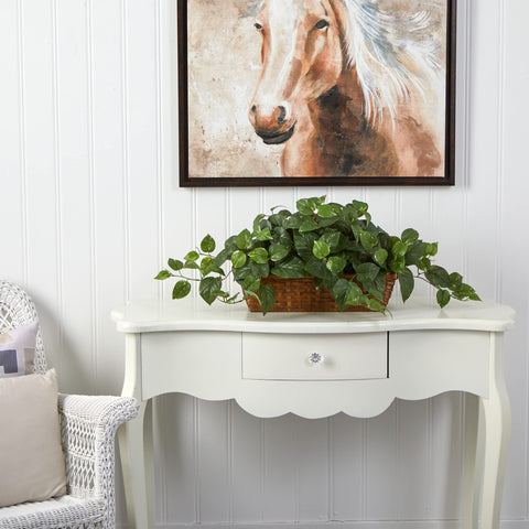 Nearly Natural pothos ivy trailing greenery enhances shelves and mantels with natural charm.