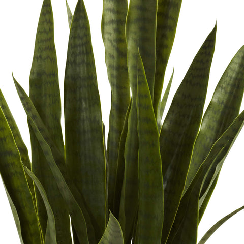 Nearly Natural snake plant looks vibrant with minimal dusting.