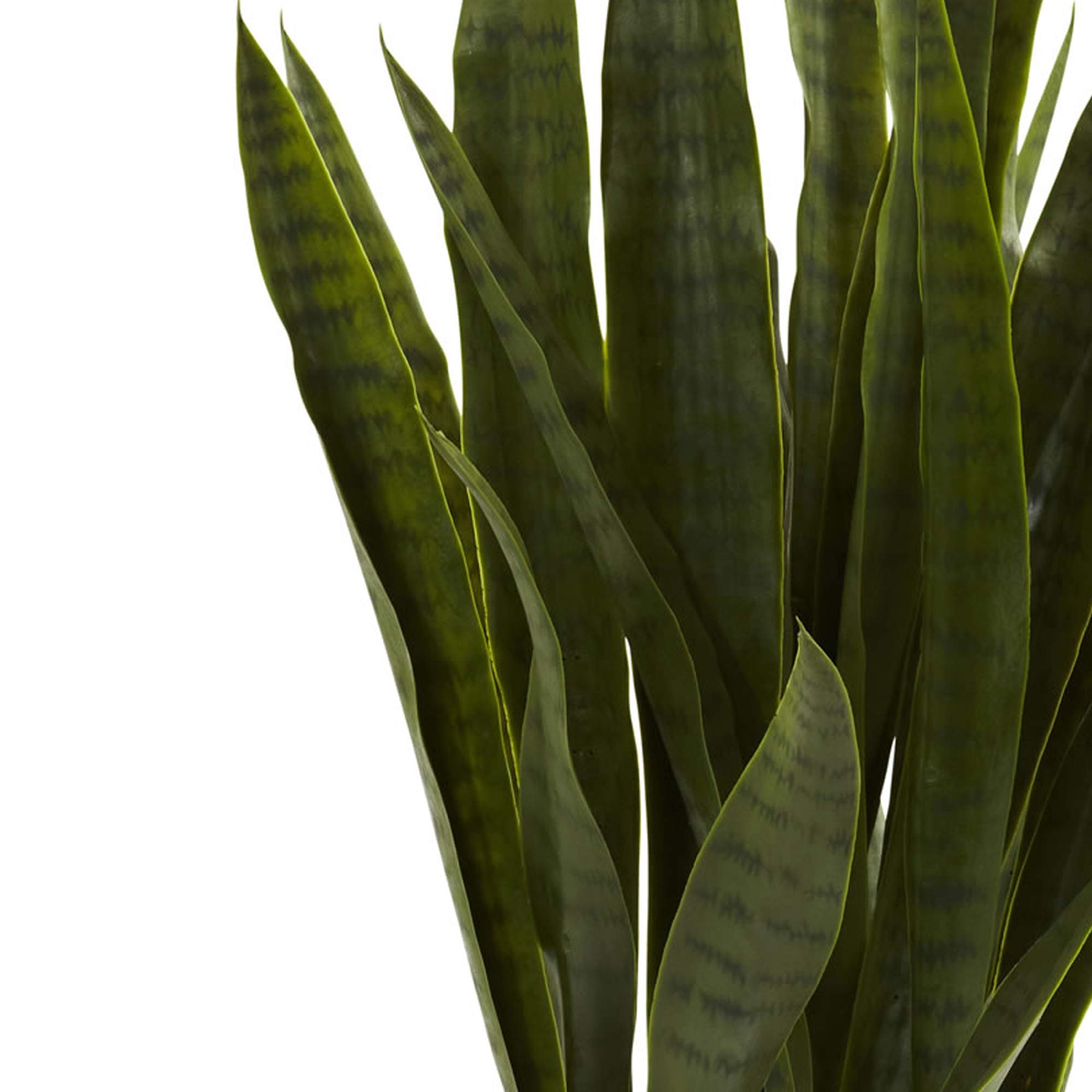 Nearly Natural full-height snake plant arrangement for desks and shelves.
