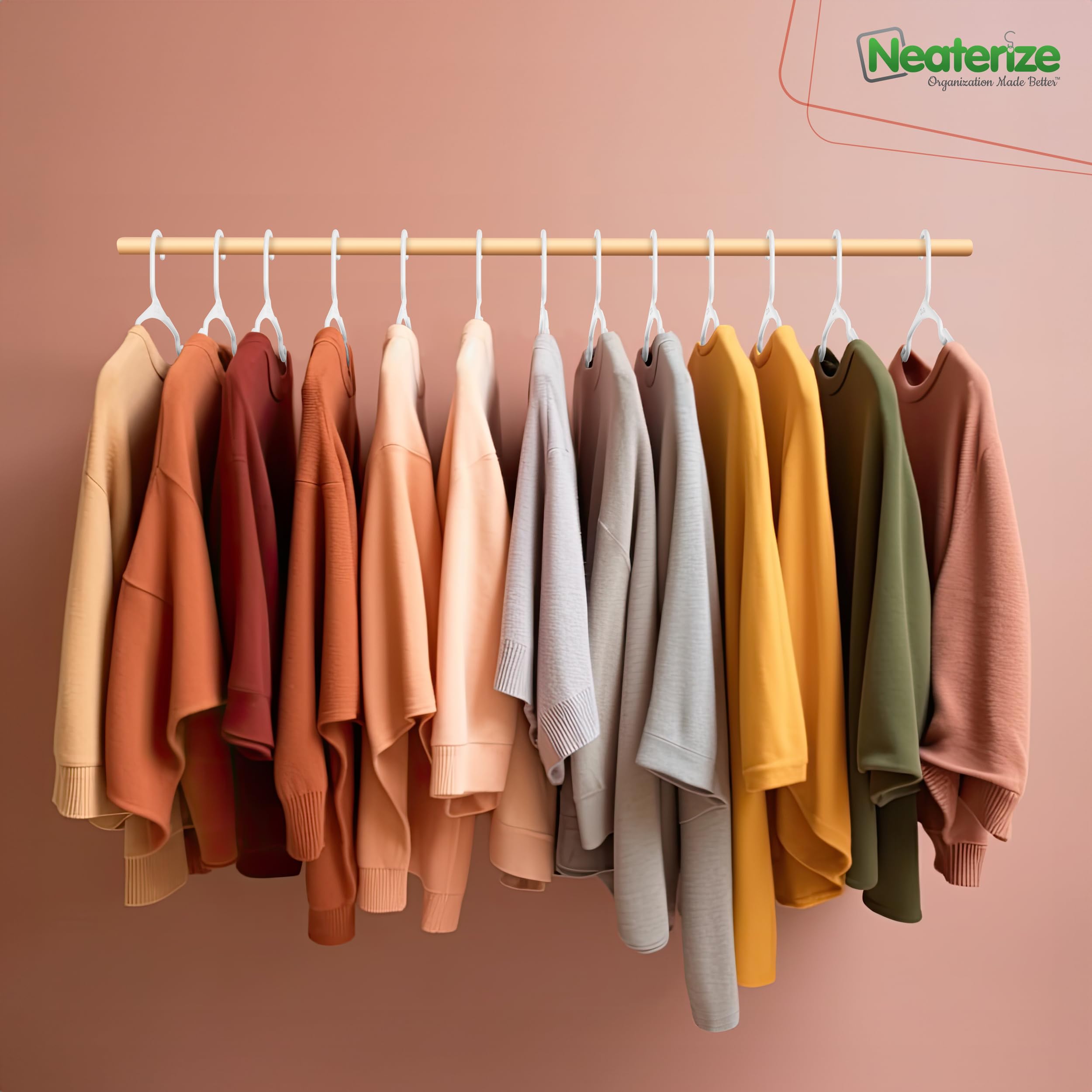 NEATERIZE 100-pack hangers simplify wardrobe organization and bulk purchases