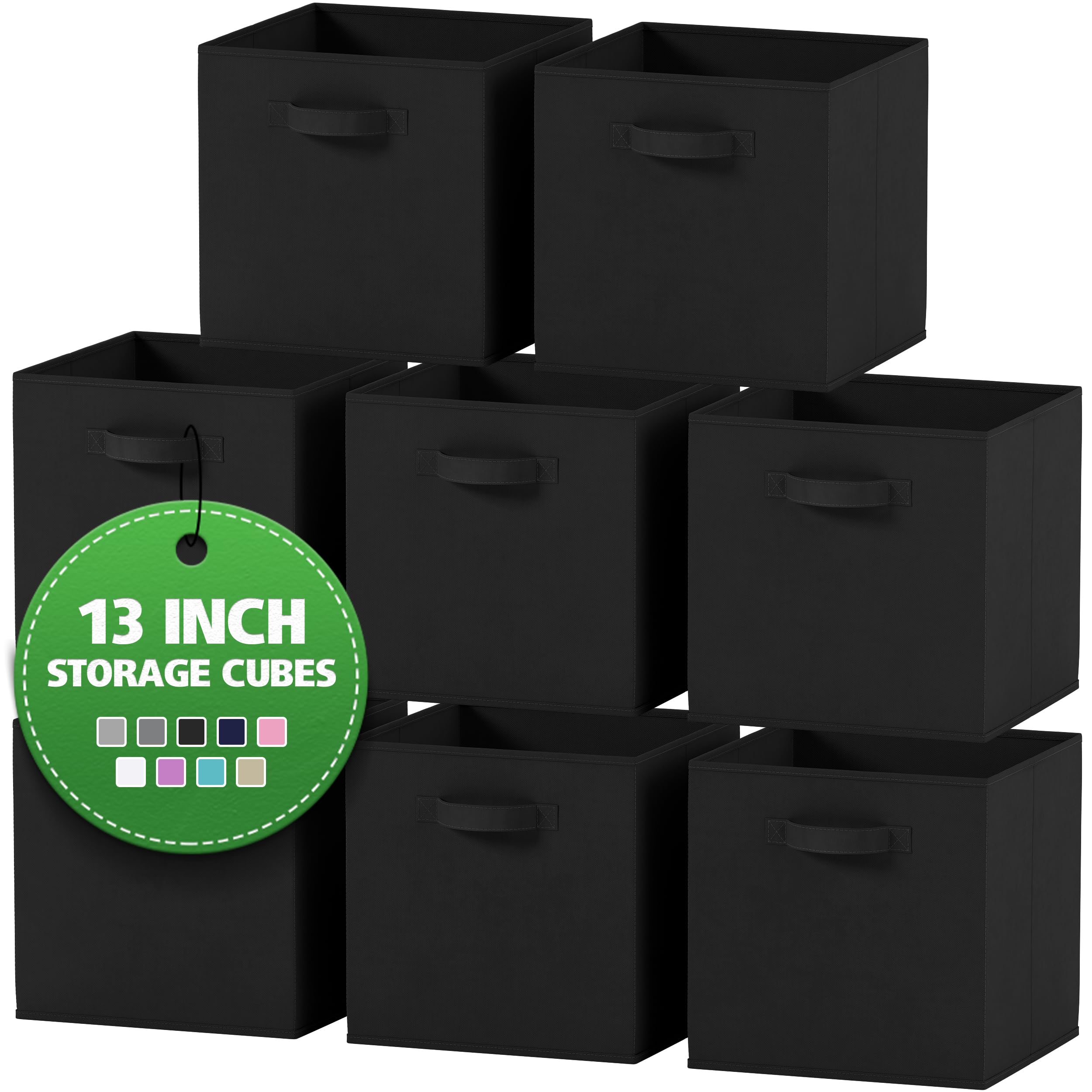 NEATERIZE 13-inch fabric storage cube in black for closet organization