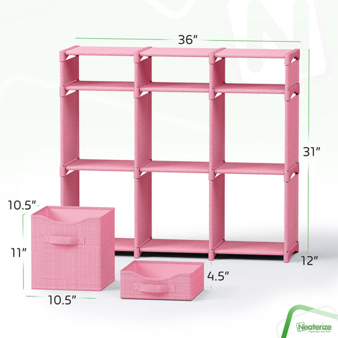 NEATERIZE 9-cube storage cabinet featuring spacious shelves for clothes and toys
