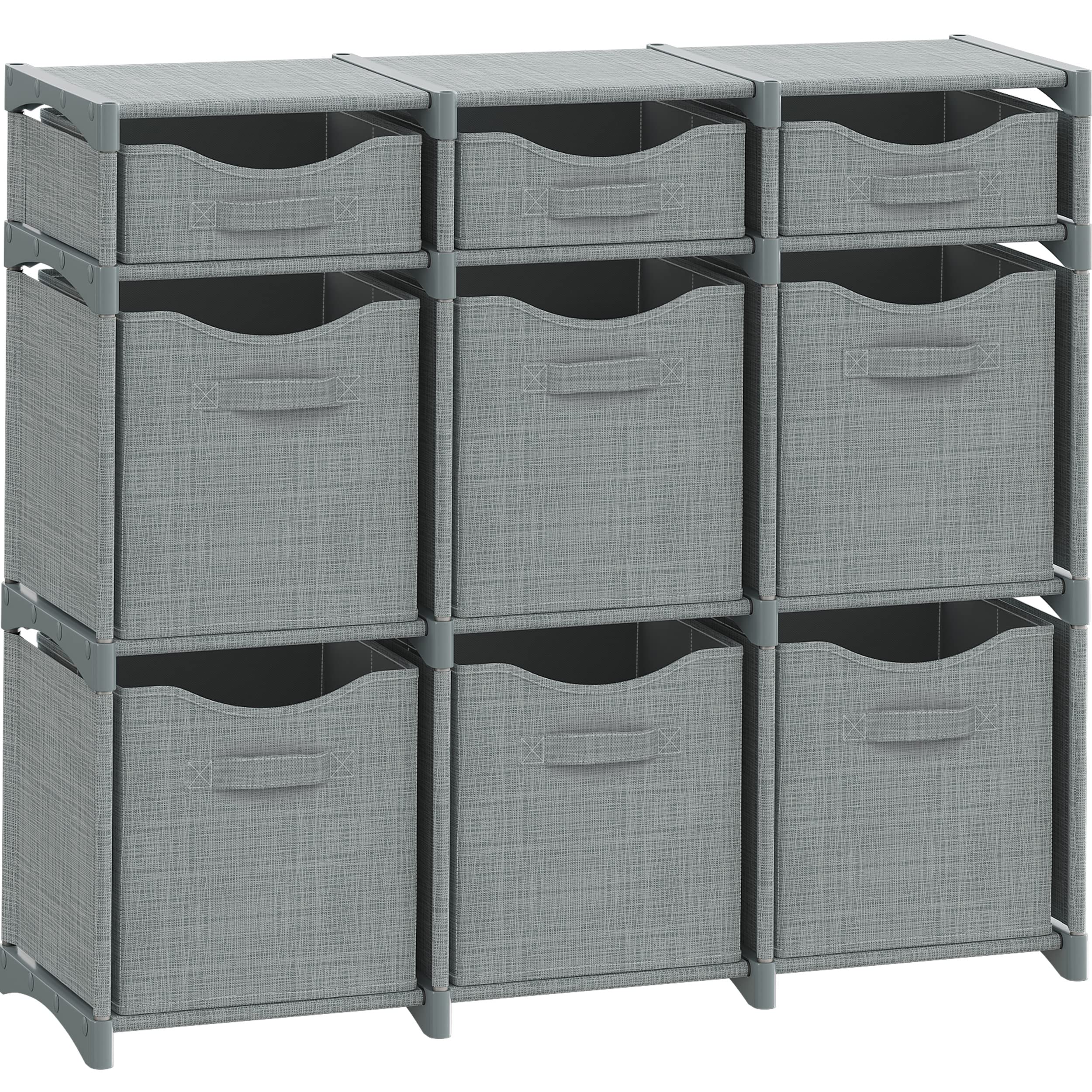 NEATERIZE 9‑cube storage unit with bins in a closet for organized spaces