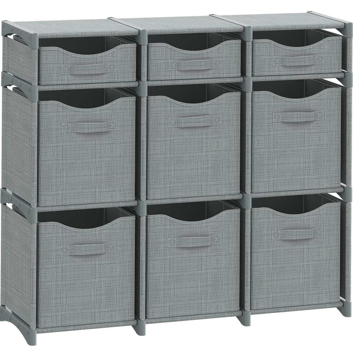 NEATERIZE 9‑cube storage unit with bins in a closet for organized spaces
