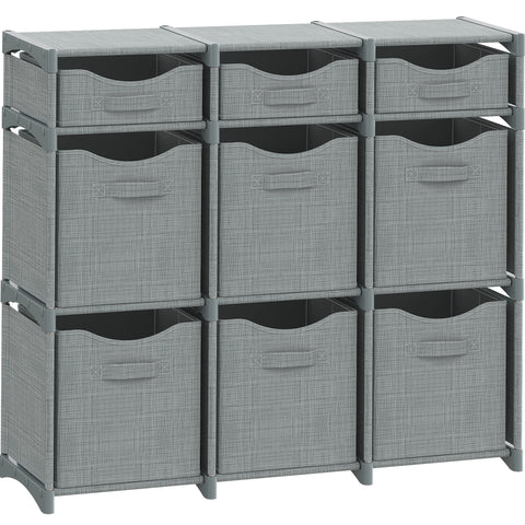 NEATERIZE 9‑cube storage unit with bins in a closet for organized spaces
