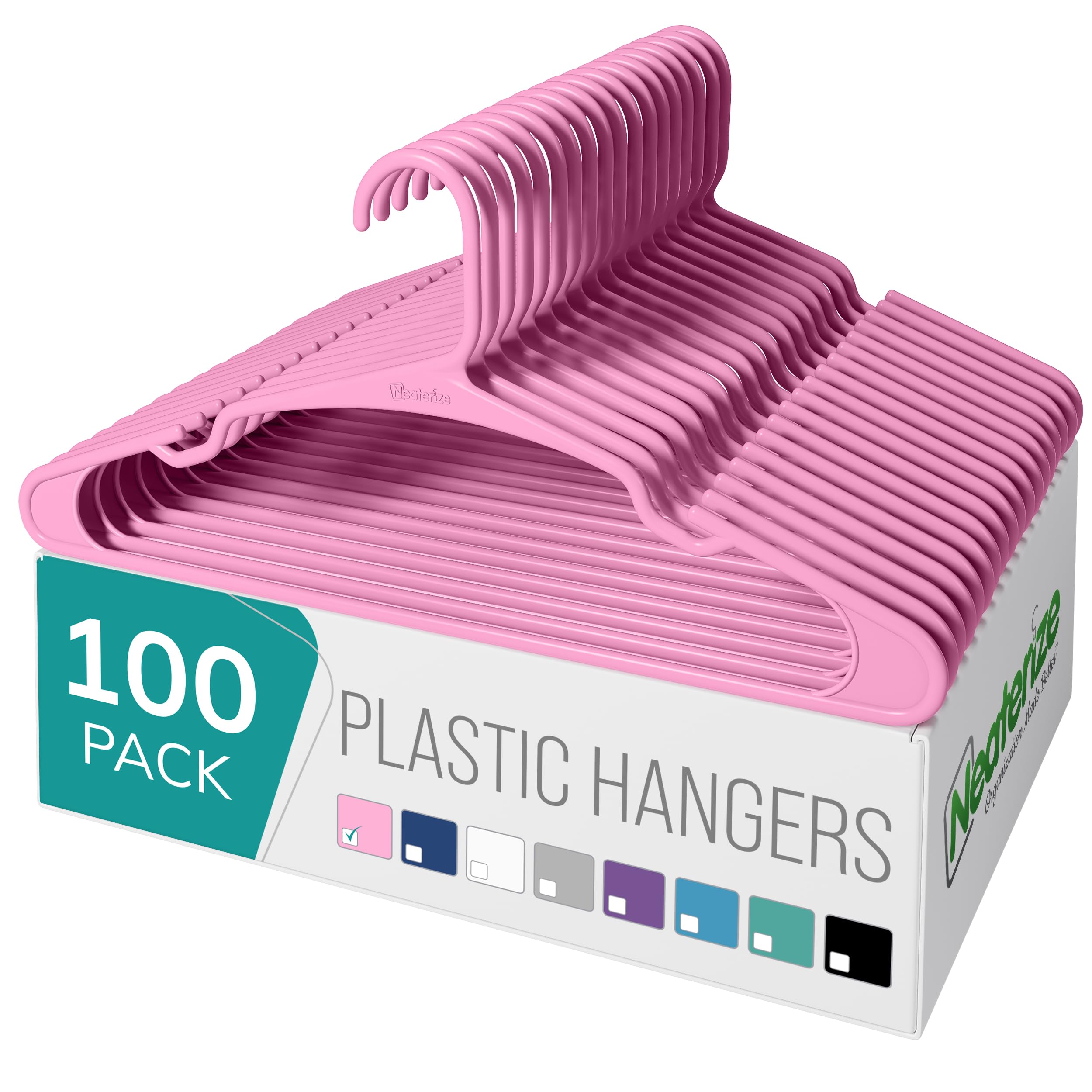 NEATERIZE 100-pack pink hangers for organized closets