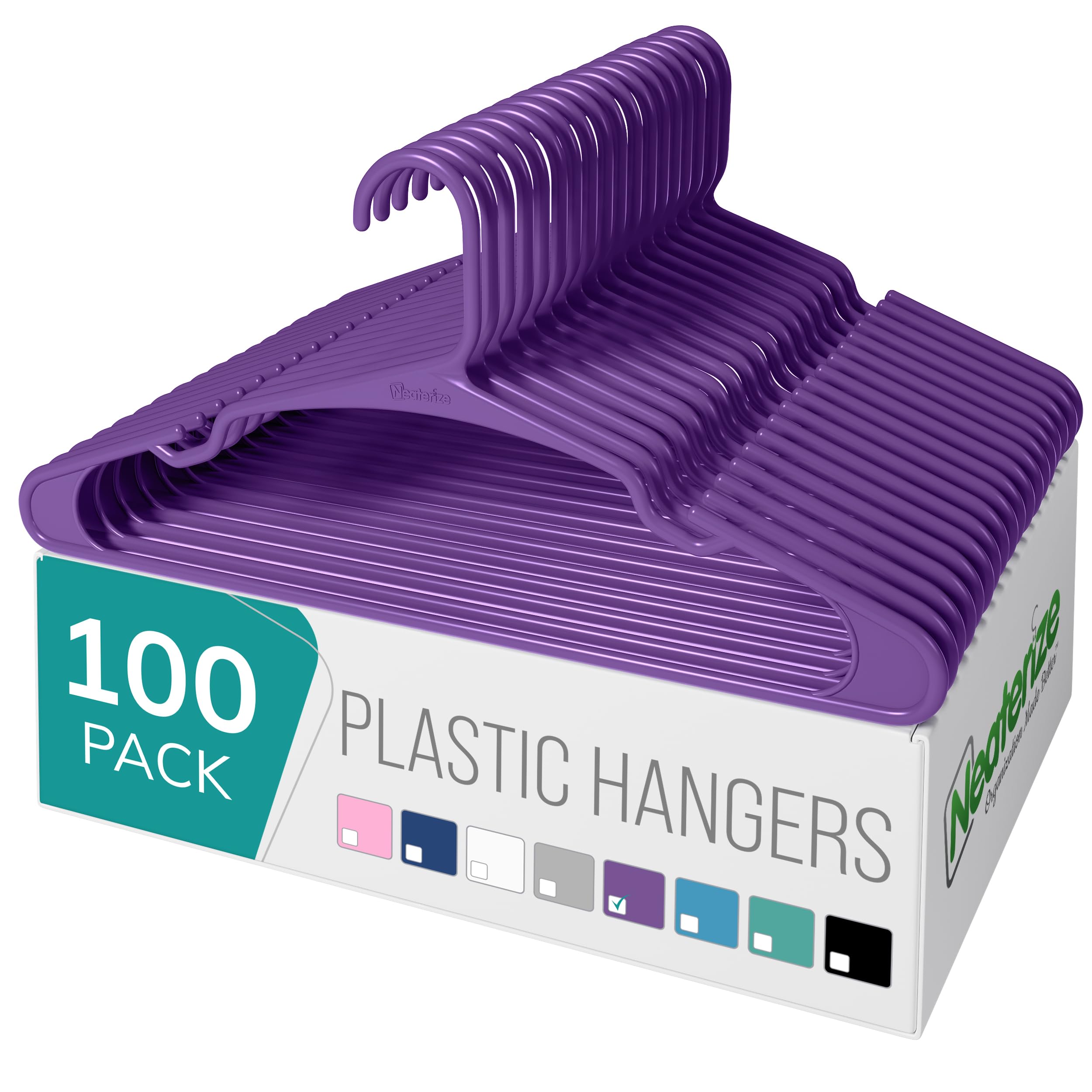 NEATERIZE purple angled design hangers support suits and dresses