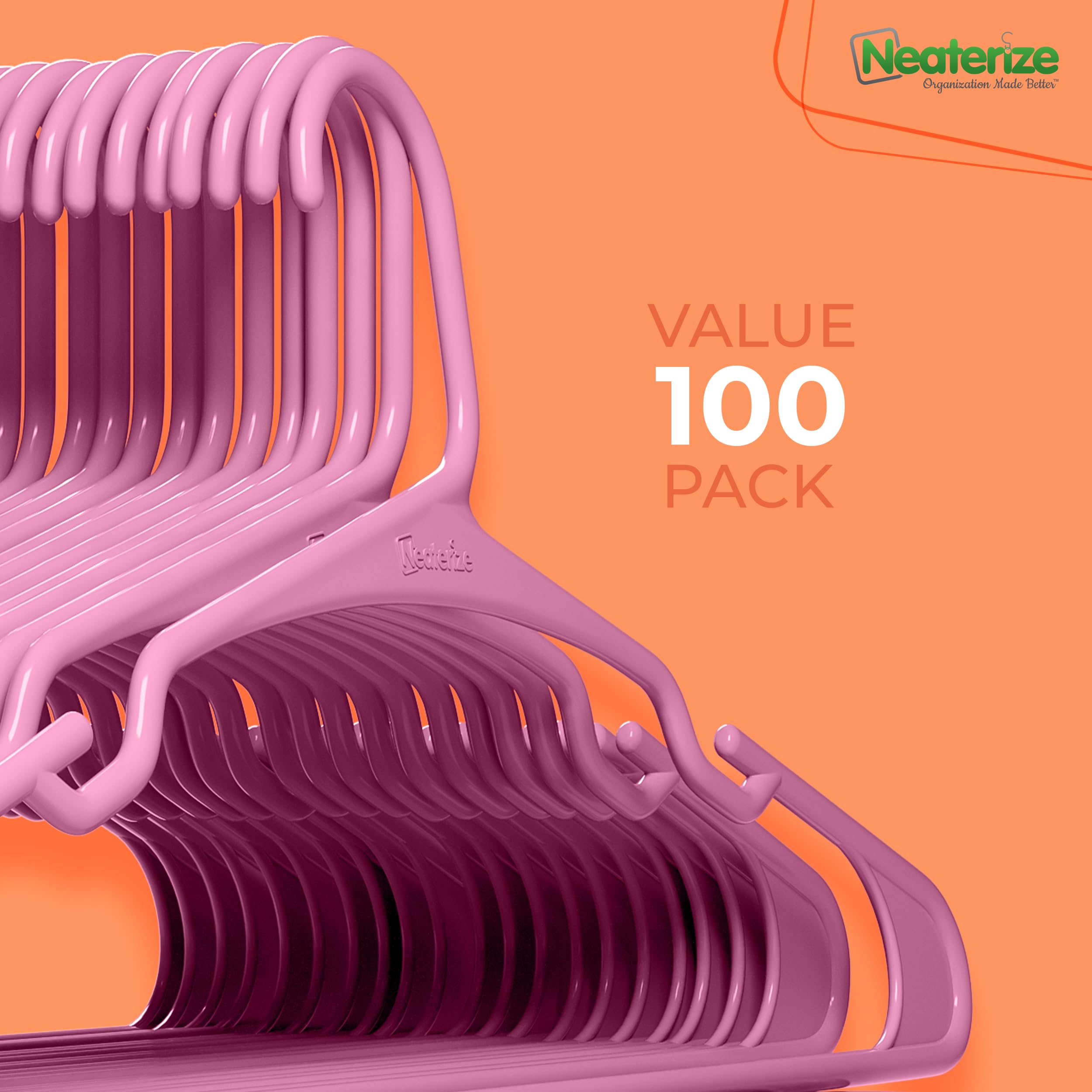 NEATERIZE coat and dress hanger capacity keeps garments tidy