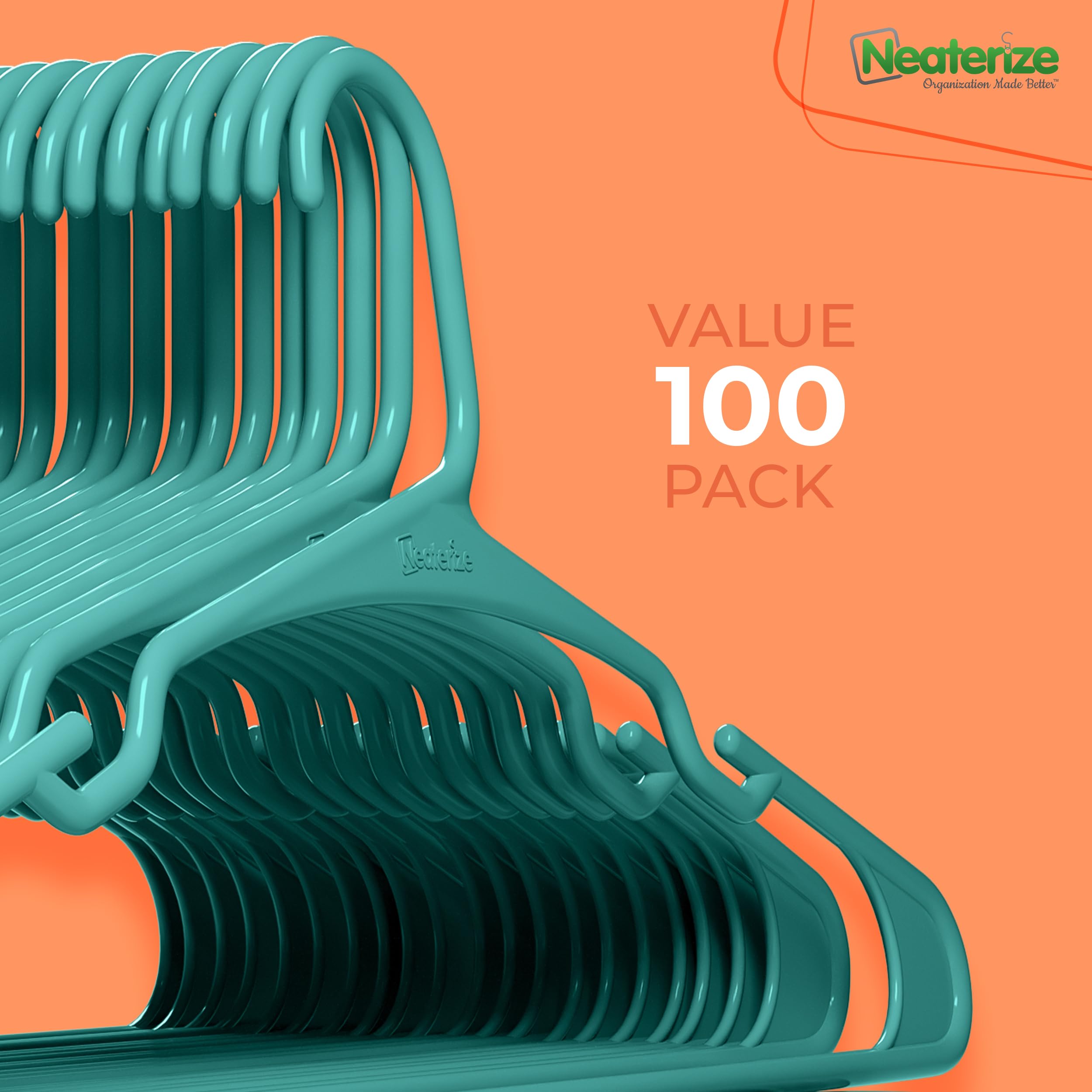 NEATERIZE versatile hangers suit tops, shirts, skirts, and dresses.