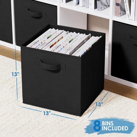 NEATERIZE cube organizer bin in black with 13-inch dimensions