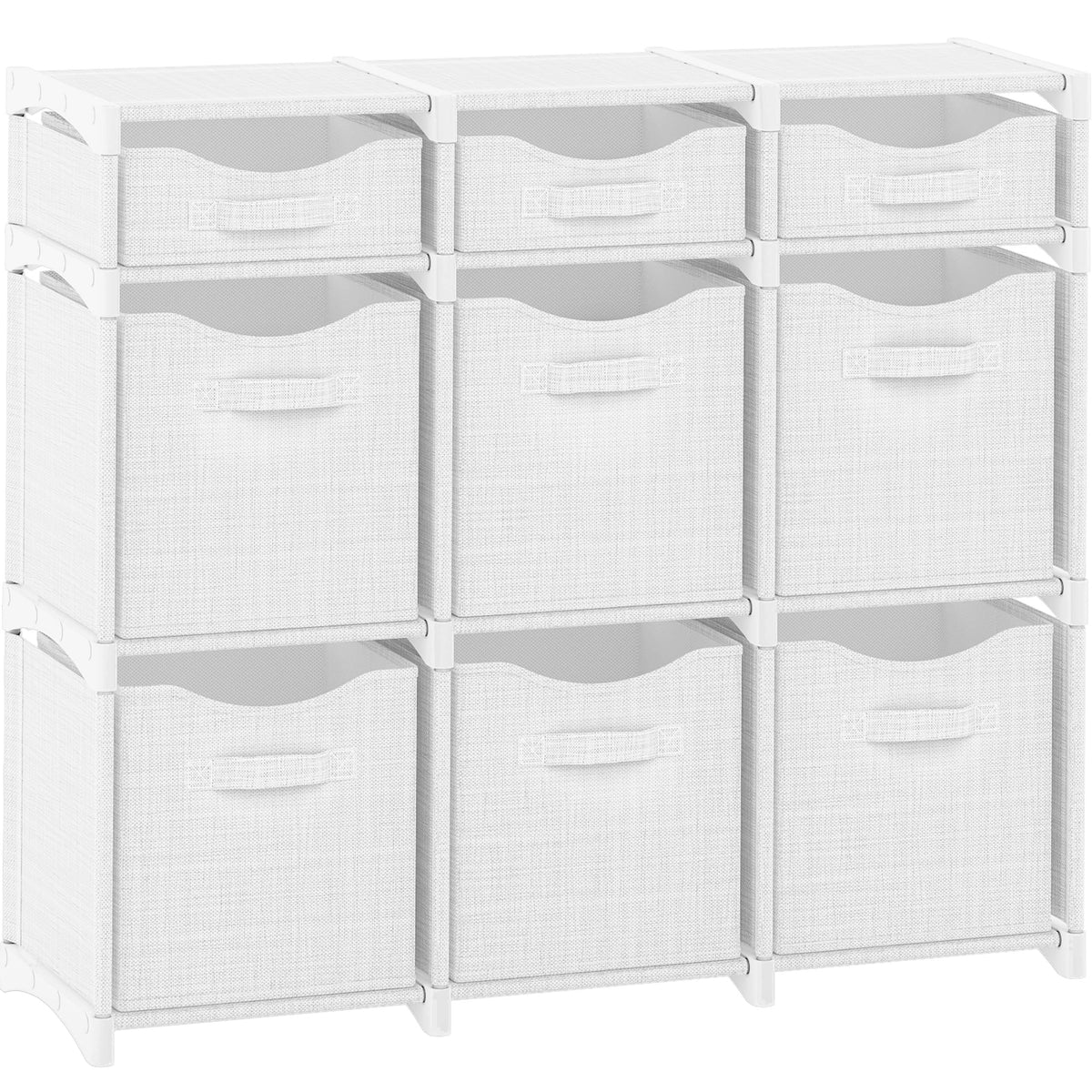NEATERIZE Cube Storage Organizer assembly steps show tool-free setup for quick organization.