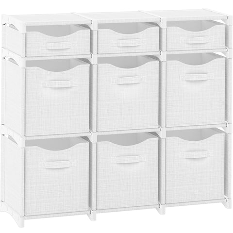 NEATERIZE Cube Storage Organizer assembly steps show tool-free setup for quick organization.