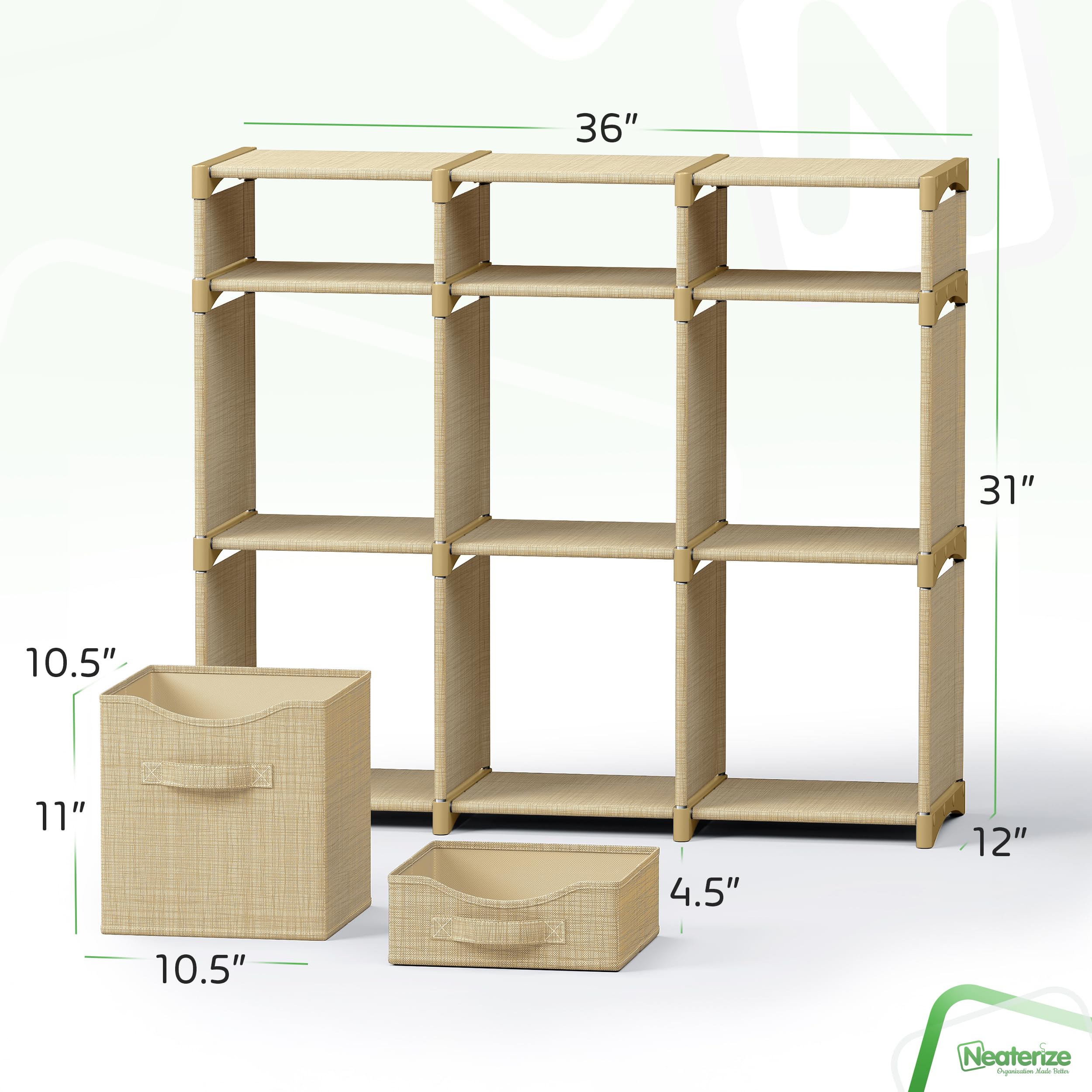 NEATERIZE cube storage unit connectors close-up showing durable rods.