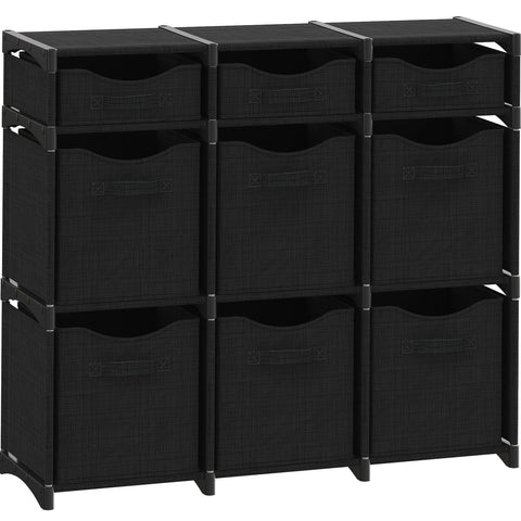 NEATERIZE cube storage unit in black with bins for tidy closet organization.