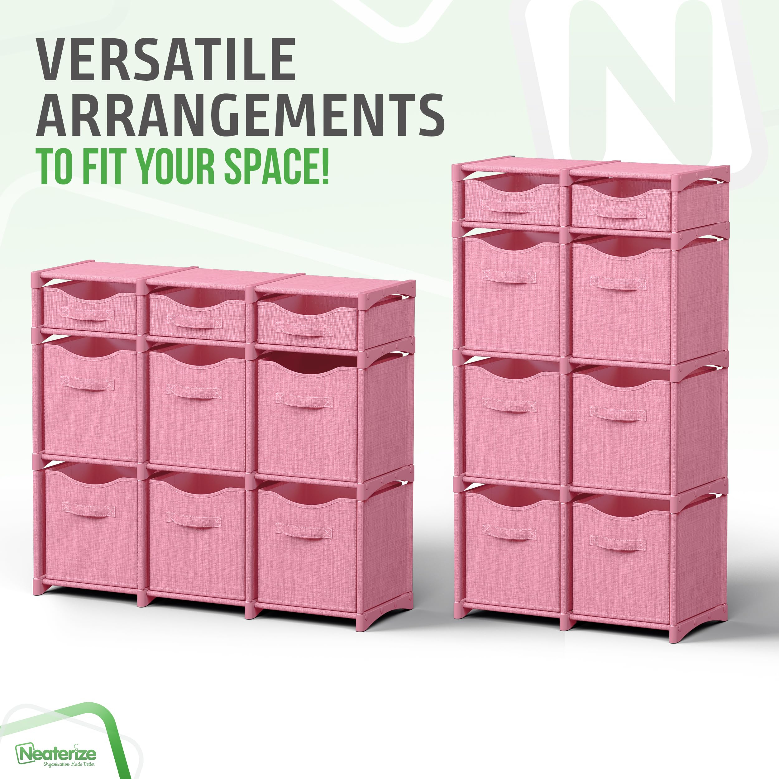 NEATERIZE durable iron rods and plastic connectors ensure long-lasting closet organization