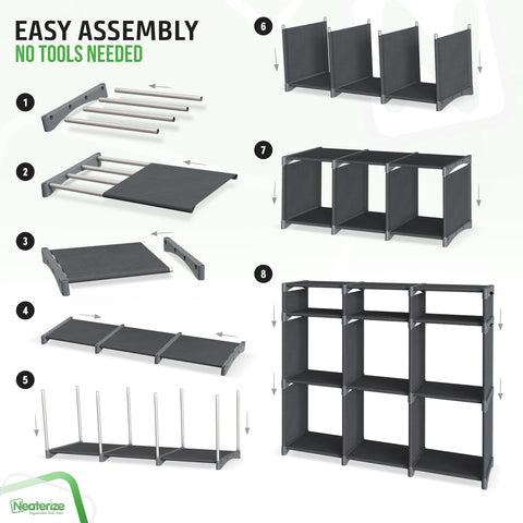 NEATERIZE durable iron rods and connectors support long-lasting organization