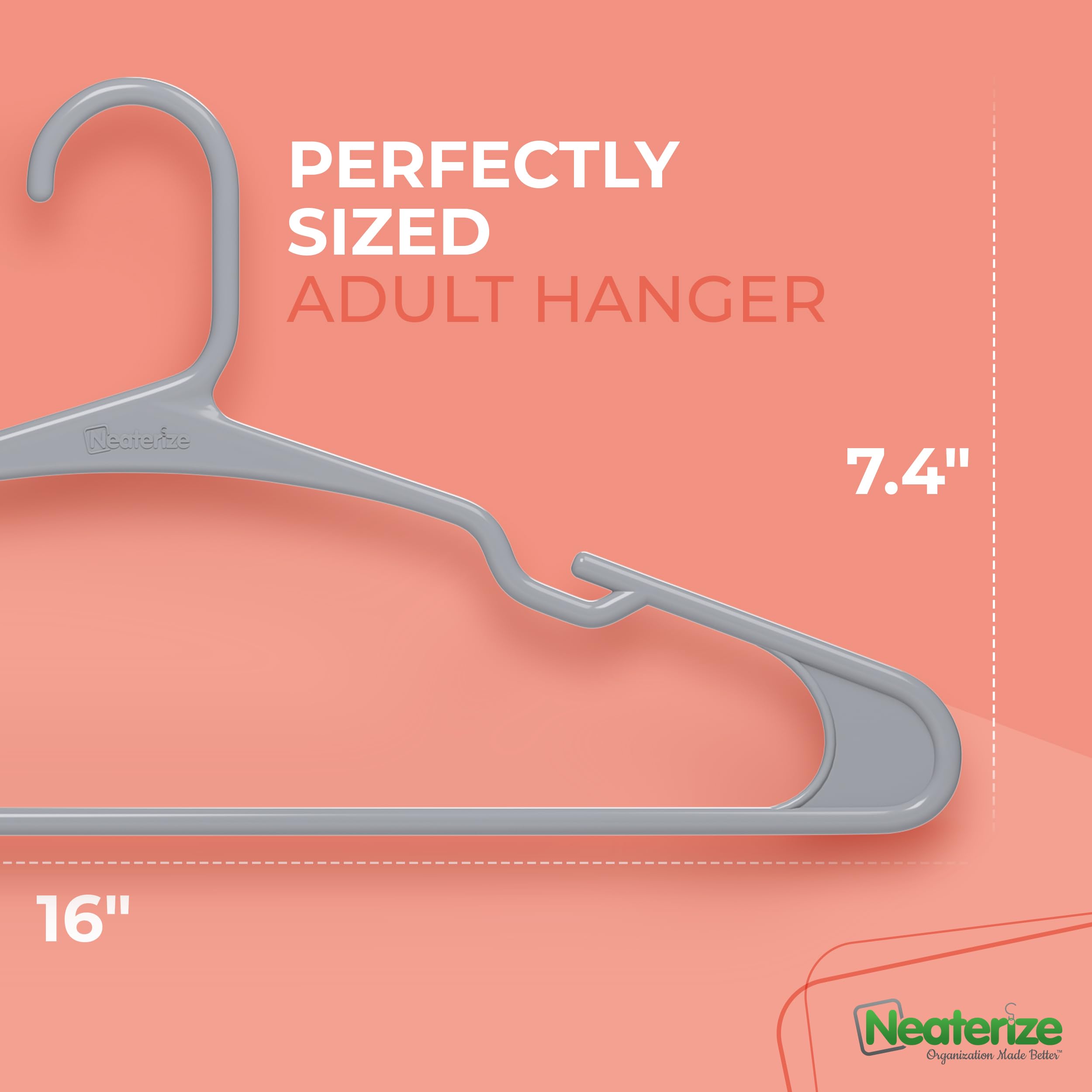 NEATERIZE space-saving profile maximizes closet capacity