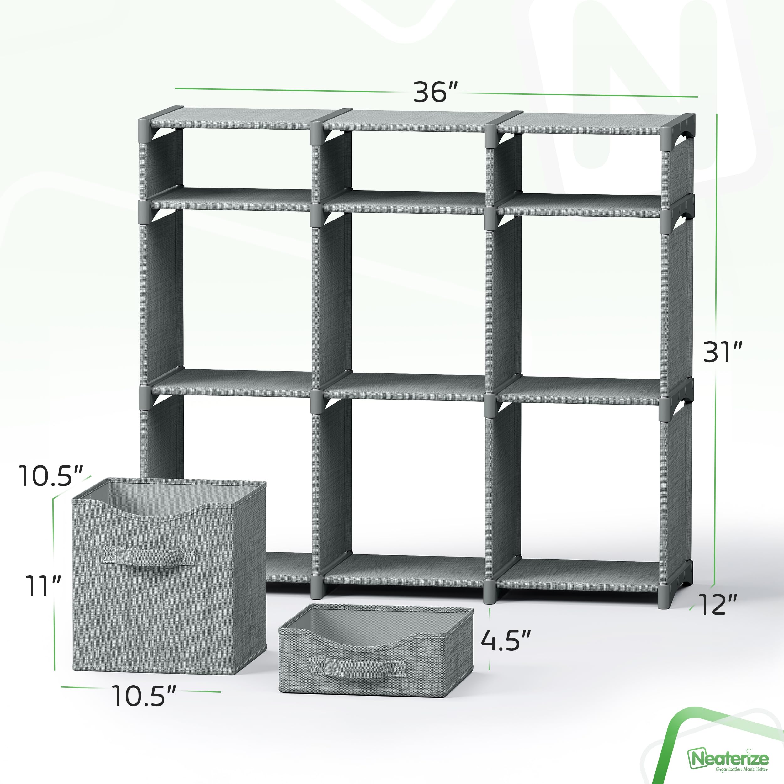 NEATERIZE large cubes store toys and clothes in tidy arrangements