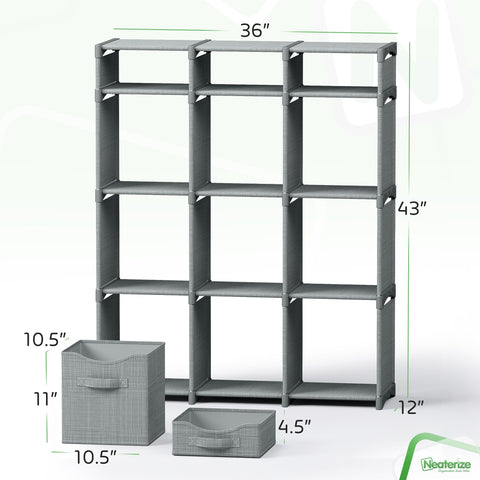 NEATERIZE large storage cubes 10.5x10.5x11 inches provide versatile closet shelving.