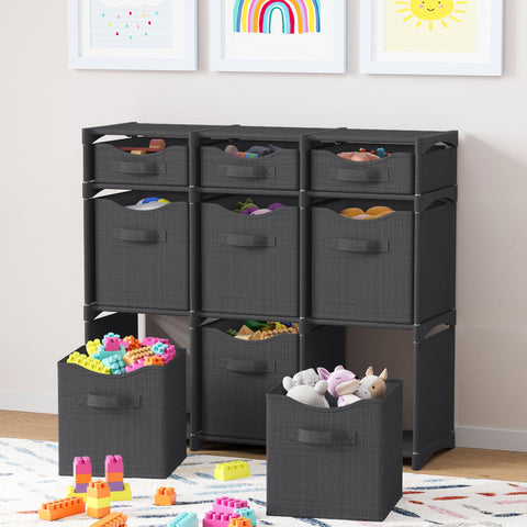 NEATERIZE large cubes with bins showing practical toy and clothing storage