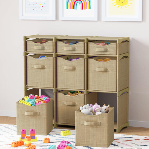 NEATERIZE large storage cubes with bins for easy toy organization.