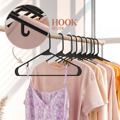 Durable black plastic hangers from NEATERIZE offer reliable everyday performance.