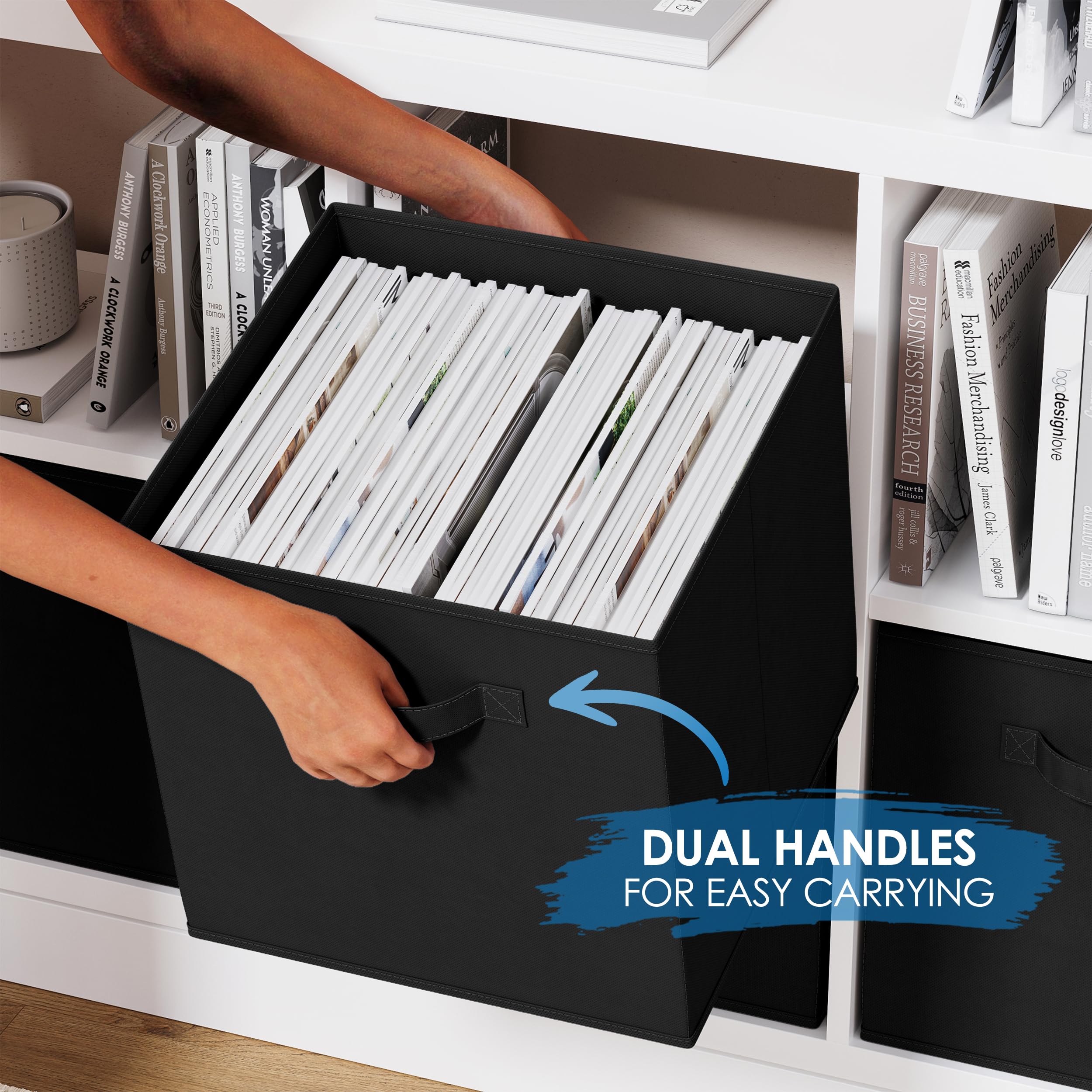 Storage bin with reinforced handles by NEATERIZE for easy transport